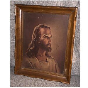 VTG Kriebel & Bates Jesus Christ Litho Lithograph Picture Framed (13.5" x 16.5")